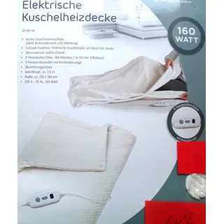 Große Elektrische Kuschelheizdecke 160W Heizdecke 130x180 Wärmedecke Timer NEU