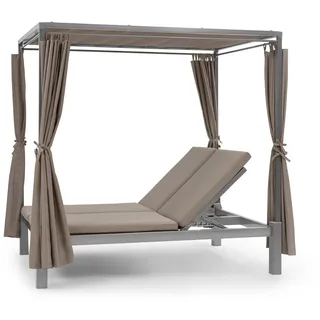 blumfeldt Doppelliege Outdoor für 2 Personen mit Dach, Doppel-Sonnenliege, Garten Liege Bett für Erwachsene & Kinder, Gartenbett mit Verstellbarer Rückenlehne, Sonnenbett