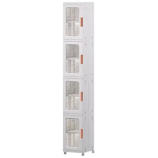 TUWENA Badkommode 3/4 Etage Badezimmerschrank, Schmal Badschrank Hochschrank mit Rädern, Schrank Toilettenpapier, Platzspare Kunststoffschrank, Beistellschrank
