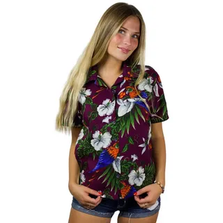 King Kameha Hawaiibluse Cherryparrot Rot S