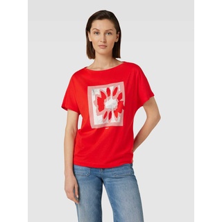 T-Shirt mit Motiv- und Label-Print, Rot, XXL