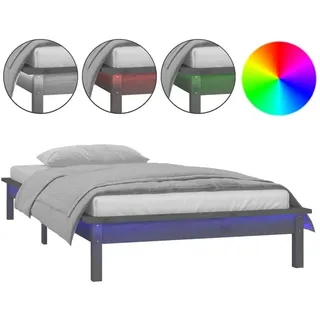 vidaXL Massivholzbett 140 x 190 cm Grau