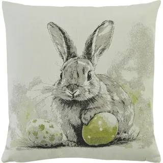 HOPSTER Kissenhülle 50x50 cm – Dekokissen mit Hase & Ostereiern