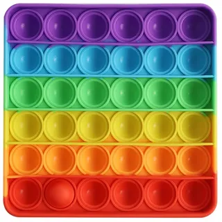 Regenbogen-Quadrat Pop It – Anti-Stress Silikon-Spielzeug, Blasen-Druck-Spiel für Kinder & Erwachsene, Denkspiel zur Konzentrationsförderung