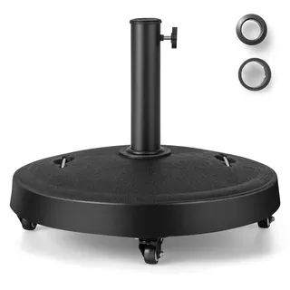 GOPLUS Sonnenschirmständer mit Rollen, Schirmständer für Schirmstöcke 38mm / 48mm, Sonnenschirm Fuß 23kg, Sonnenschirm Ständer φ 52cm, Marktschirmständer Balkonschirmständer, Schwarz