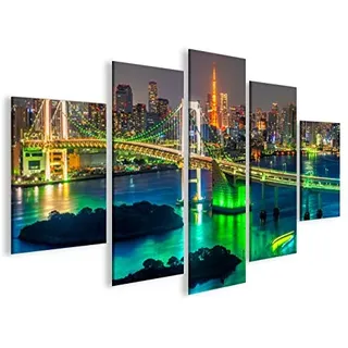 islandburner Bild Bilder auf Leinwand Tokyo V2 Japan Skyline MF XXL Poster Leinwandbild Wandbild Dekoartikel Wohnzimmer Marke