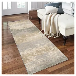 Siunwdiy Küchenläufer mit modernes -Motiv,80 x 200 cm, Läufer für Flur, rutschfest, waschbar, Eingangsbereich, Landhaus-Läufer,Hellbraun Läufer,abstraktes Teppichläufer für Flur, Schlafzimmer