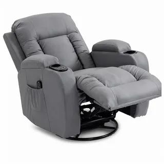 HOMCOM Massagesessel TV Sessel mit Liegefunktion, Massagestuhl mit Wärmefunktion (Relaxsessel, 1-St., Fernsehsessel), Massage- und Wärmefunktion, Hellgrau grau 82 cm x 103 cm x 99 cm