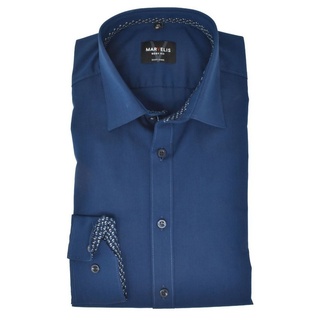MARVELIS Businesshemd Businesshemd - Body Fit - Langarm - Einfarbig - Dunkelblau blau 43