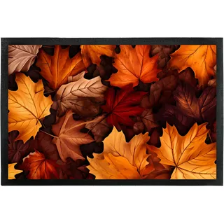 True Statements Deko-Fußmatte „Goldener Herbst“ mit Herbstblätter-Motiv - für Innen & Außen – rutschfest - Geschenk für Freunde und Familie zum Geburtstag Halloween Herbstfest (105x70 cm)