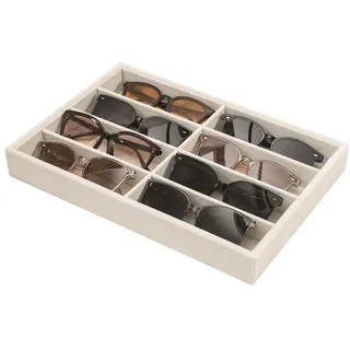 Sonnenbrillen-Organizer mit 8 Fächern, Samt Brillenaufbewahrungsbox in Beige, Brillenbox Brillen Organizer Damen Herren, Brillenständer Schmuckaufbewahrung Schublade, Aufbewahrung für mehrere Brillen