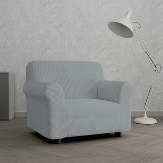 Italian Bed Linen “ Iris” elastische Couchüberzüge, 96% Polyester + 4% Elasthan, Hellgrau, 1 Platz