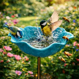2 Stuick Gartenstecker VogelträNke Blume, Handgefertigt BienenträNke Keramik, Blumen Gartenstecker VogelträNke, BienenträNke FüR Den Garten, Gartendeko FüR DraußEn (1-C)
