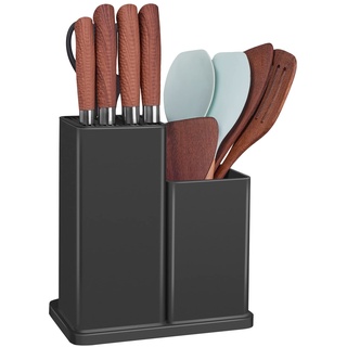 RedCall Universal-Messerblock ohne Messer, Messer-Utensilienhalter für Arbeitsplatte, schwarzer Küchenmesserhalter für Küchentheke, moderner Messer-Aufbewahrungs-Organizer mit Scherenschlitz