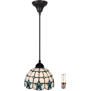 Uziqueif Hängelampe Tiffany, Glas Lampenschirm, E27 Hänge Lampe, Pendelleuchte Vintage, Höhenverstellbar Hängeleuchte