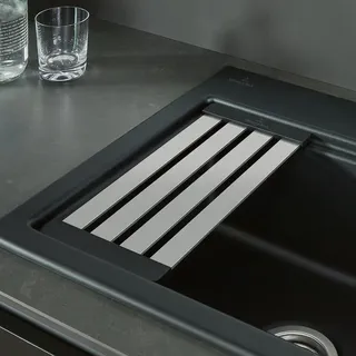 Villeroy & Boch Universal Abtropffläche 16,8 x 1,2 cm Farbe aluminium gebürstet/schwarz