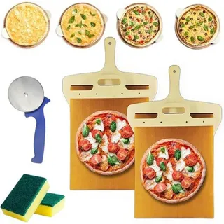 Famanu Pizzaschaufel mit Duwplatte - 60x35cm - Natürliches Holz