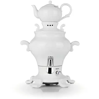 BEEM ODETTE BLANC Samowar 5L Porzellan 1800 W 1L Teekanne mit Sieb Edelstahl 5L Heißwasserspender Türkischer Teekocher Tee Heißgetränke weiß Z...