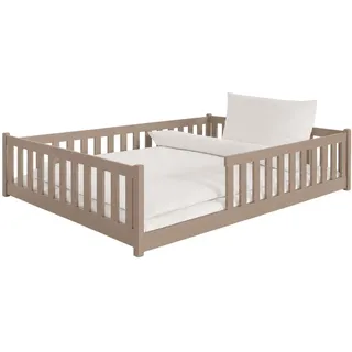 Kids Collective Jugendbett Bodenbett 140 x 200 cm Kiefer massiv braun Milchschokolade