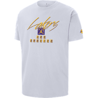 Los Angeles Lakers Courtside Statement Edition Jordan Max90 NBA-T-Shirt für Herren - Weiß, 3XL