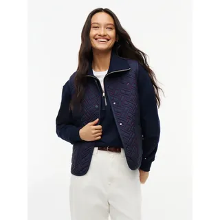 Steppweste TOMMY HILFIGER "QUILTED LINER VEST", Damen, Gr. M (40), blau (dunkelblau), Web, Obermaterial: 100% Polyester. Futter: 100% Polyester. Füllung: 100% Polyester, unifarben, normal, Rundhals, Westen Steppweste, Kunstfaser