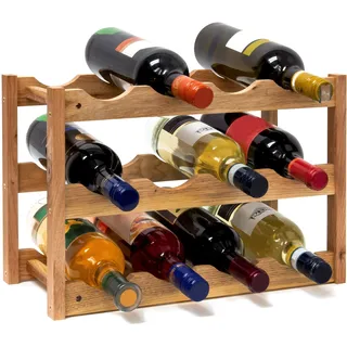 Relaxdays Weinregal 28 x 21 x 42 cm Walnuss