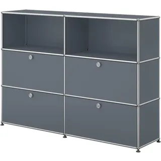 USM Haller Sideboard mit 4 Klapptüren und 2 offenen Fächern mittelgrau