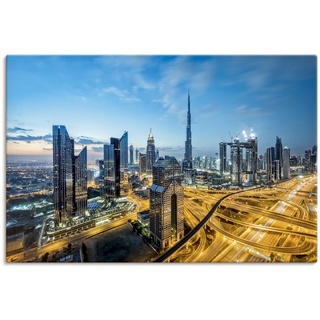 Wandbild ARTLAND "Dubai" Bilder Gr. B/H: 120 cm x 80 cm, Leinwandbild Bilder von Asien Querformat, 1 St., blau Kunstdrucke