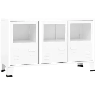 vidaXL Industrial Sideboard Weiß 105x35x62 cm Metall und Glas