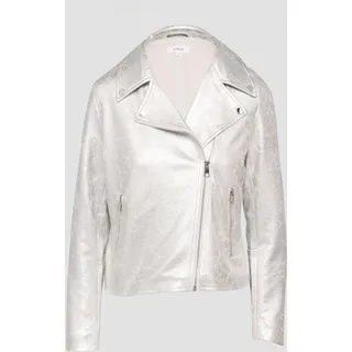 S.Oliver Bikerjacke in Veloursleder-Optik silber, 38