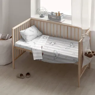 Belum Harry Potter Bettwäsche-Set, mit Kissen und Spannbettlaken, Bedruckt, 100% Baumwolle, Modell Hedwig Flying für Kinderbett