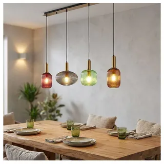 GLOBO LIGHTING Hängeleuchte, Leuchtmittel inklusive, Warmweiß, Hängelampe Esstischleuchte Pendellampe Glas bunt 4 flammig LED H 120cm bunt