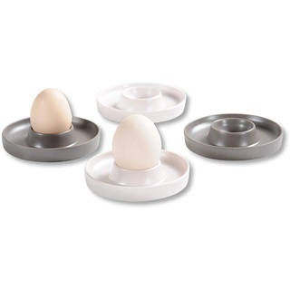 Kesper | Eierbecher, 4er Pack, Material: ø 10 x H 2 cm, Kunststoff, Maße: cm, Farbe: Creme, Grau | 41166