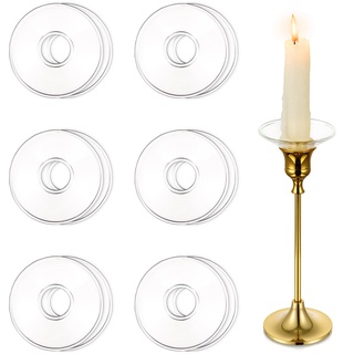 Hewory Gläser Kerzen Tropfenfänger für Stabkerzen 12er - Kerzenhalter Glas Tropfschutz für Spitz Tropfenfänger für Kerzen Glas Dekorative Kerzen Kommunion für Hochzeit Wohnzimmer, Klar Runde Felge