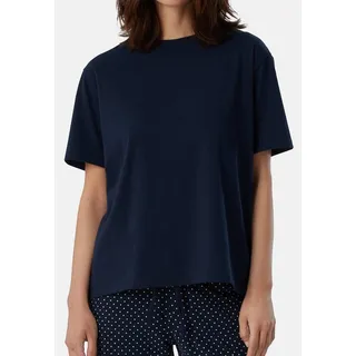 Schiesser Pyjamaoberteil Mix & Relax Organic Cotton (1-tlg) Schlafanzug Shirt kurzarm - Baumwolle - blau 40