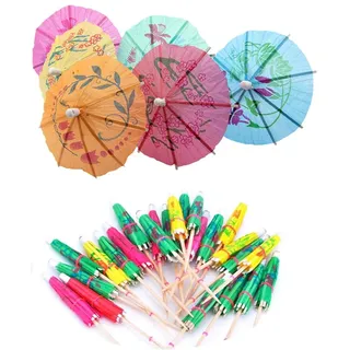 TRIXES Cocktailschirmchen 24 Stück Bar Zubehör mehrfarbig | Papier-Schirmchen zur Getränkedekoration. Für Strand, Hawaii, tropische Partys und Feiern. - Klein
