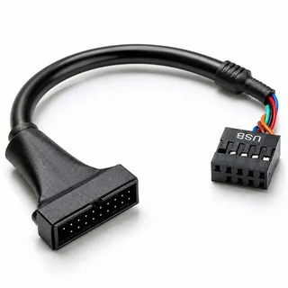 Aukson JZK USB 3.0 20-Pin auf USB 2.0 9-Pin Buchse Mainboard-Adapterkabel, interner Header-Konverter für PC-Gehäuse-Frontpanel, Schwarz