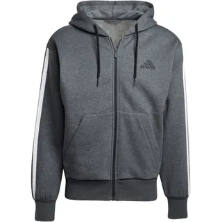 adidas Essential Three Stripes Fleece Kapuzenjacke Herren Dark Grey Heather/Black XXL