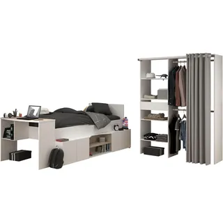 Parisot Jugendzimmer-Set PARISOT "Parisot Cleo 11", weiß, ohne Matratze, B/H: 90cm x 200cm, Schlafzimmermöbel-Sets