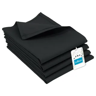 ZOLLNER Geschirrtücher 4er Set aus Halbleinen- schwarz - 50x70 cm - 50% Baumwolle, 50% Leinen - vom Hotelwäschespezialisten - 60°C waschbar - Hotelqualität - Standard 100 by Oeko-TEX®