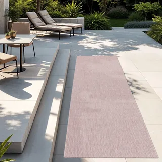 TT Home Teppich Für Outdoor Wetterfest Küchenteppich Balkon Terrasse Unifarbenes Design Modern, Farbe: Rosa, Größe:60x100 cm