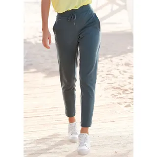 Sweathose VENICE BEACH Gr. 38, N-Gr, blau (petrol) Damen Hosen Strandhosen mit Print am Bein und Taschen, Jogginghose, Relaxhose
