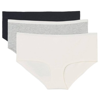 Marc O Polo Damen Slips 3er Pack - W-Panty, Briefs, Cotton Stretch, einfarbig Weiß/Grau/Schwarz XS