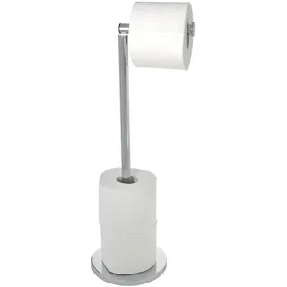 Wenko Stand Toilettenpapierhalter 2 in 1 Glänzend Edelstahl 21 x 55 x 17 cm
