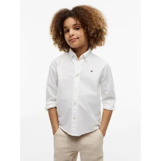 Tommy Hilfiger Langarmhemd TOMMY HILFIGER "FLAG OXFORD SHIRT", Jungen, Gr. 3 (98), N-Gr, weiß, Web, Obermaterial: 98% Baumwolle, 2% Elasthan, unifarben, regular fit normal, Rundhals, eingesetzt 1-Knopf-Manschette, Hemden, Kinder bis 16 Jahre mit Button-Down-Kragen