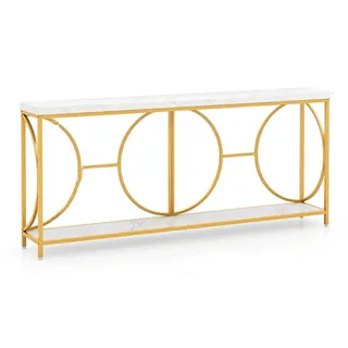 Costway Konsolentisch 180 x 40 x 75 cm gold weiß