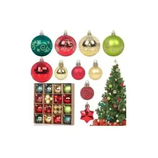 Set Mit 44 Bunten Weihnachtskugeln, Mehrfarbigen Weihnachtskugeln In Rot, Grün Und Gold, Bruchsicher, Aus Kunststoff, Sortiert Und Leuchtend, Zum Aufhängen Als Weihnachtsdekoration. - Crezuo