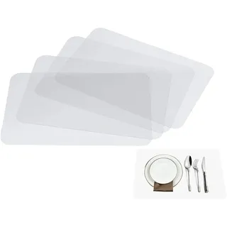 Transparente Tischsets, Durchscheinende Tischsets aus Kunststoff für Esstisch, hält Tisch oder Schreibtischtuch sauberer, Abwaschbar, hitzebeständig, rutschfest (4)