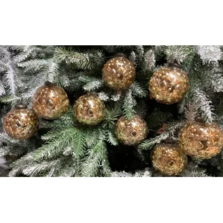 8er Set edle Luxus Glas Weihnachtskugeln Ø 8cm Weihnachtsbaum Kugeln Christbaumkugeln Weihnachts Deko (8 Stück Gold Ornament)