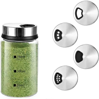 Hunwutef Gewürzgläser mit Drehdeckel, Borosilikatglas Gewürzstreuer, Salzstreuer 150ml, Gewürzstreuer Glas, Gewürzdosen mit 3 Gewürzlöchern, Gewürzgläser Rund für Küche, Grillen, BBQ und Kochen